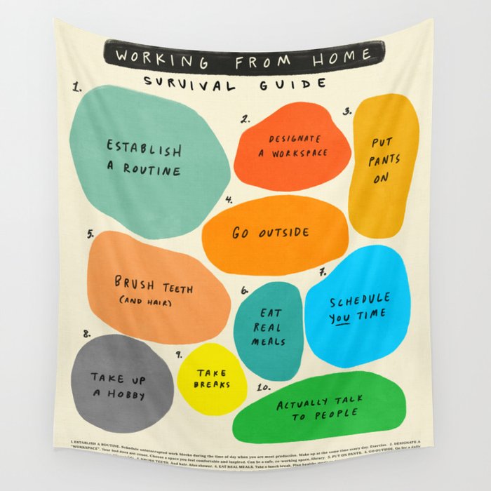 Work From Home Survival Guide Poster Wall Tapestry