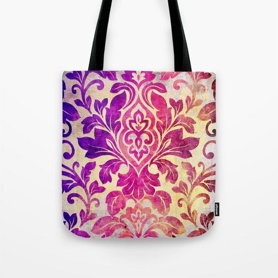 Purple Damask Pattern Tote Bag