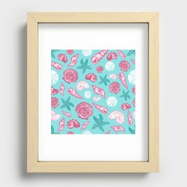 Seashell Pattern - Pink and mint Recessed Framed Print