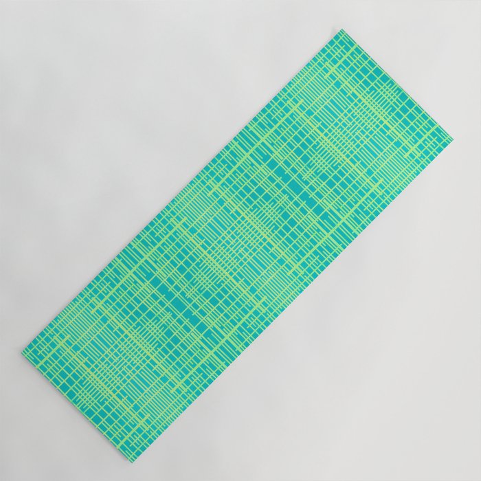 Lines Pattern Teal Lime Yoga Mat