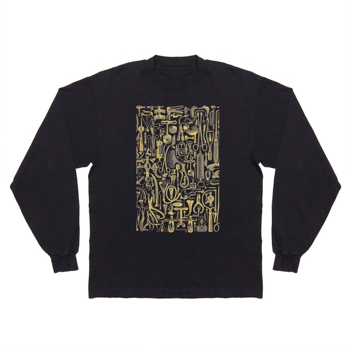 Medical Condition Vintage Surgical Instruments Pattern GOLD Long Sleeve T Shirt