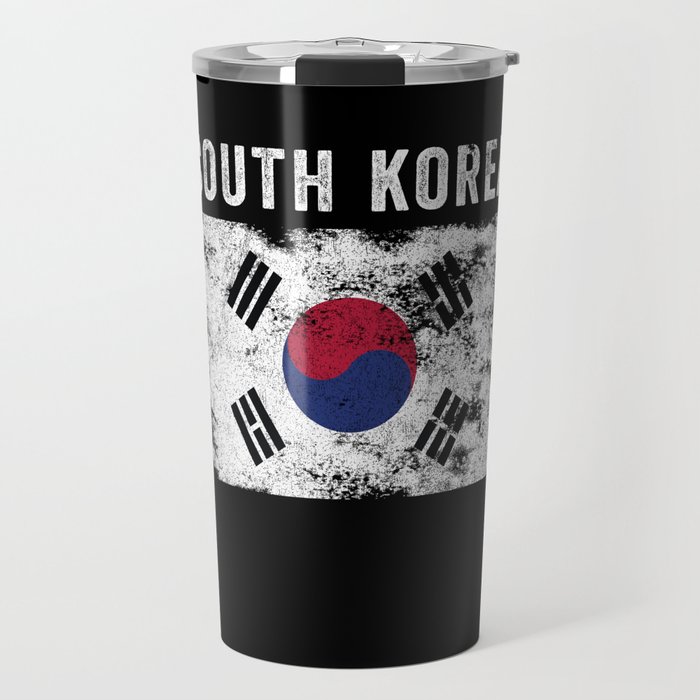 South Korea Flag Distressed Travel Mug