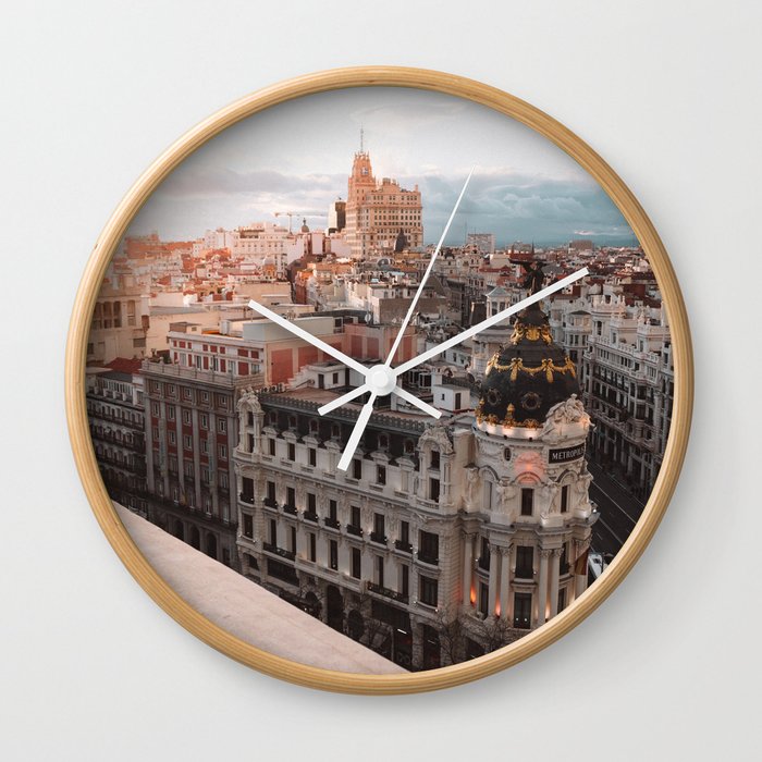 Spain Photography - Beautiful Architecture In Madrid Wall Clock
