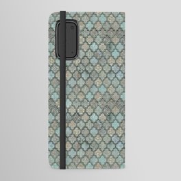 Old Moroccan Tiles Pattern Teal Beige Distressed Style Android Wallet Case