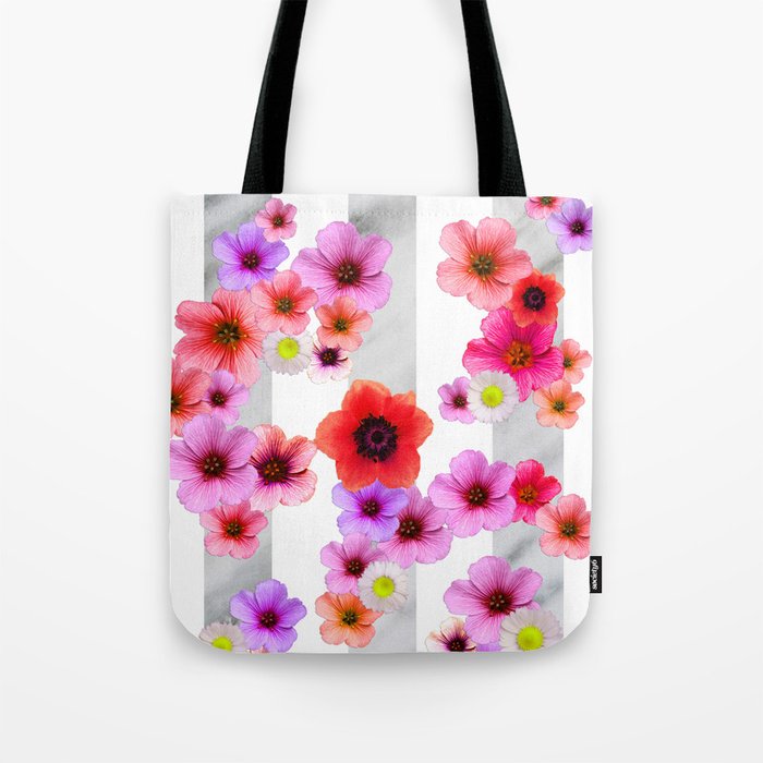 Flowers and Stripes 4 Tote Bag