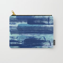 Blue Brush Strokes  Carry-All Pouch | Painting, Illustration, Digital, Abstract 