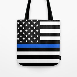 Thin Blue Line American Flag Tote Bag