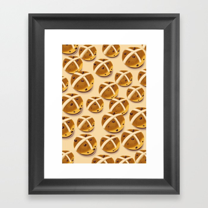 Hot cross buns pattern Framed Art Print