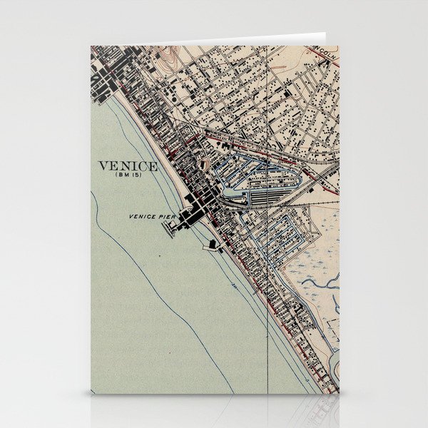 Vintage Map of Venice Beach California (1923) Stationery Cards