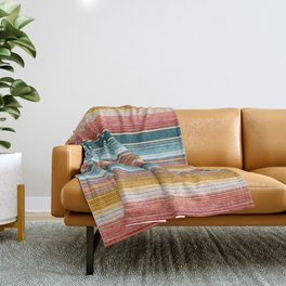 serape southwest stripe - orange & teal Throw Blanket