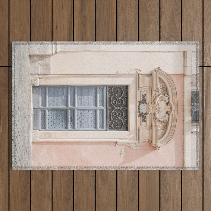 Pastel Color Door In Rome Photo | Italian Street Architecture Art Print | Italy Travel Photography Outdoor Rug