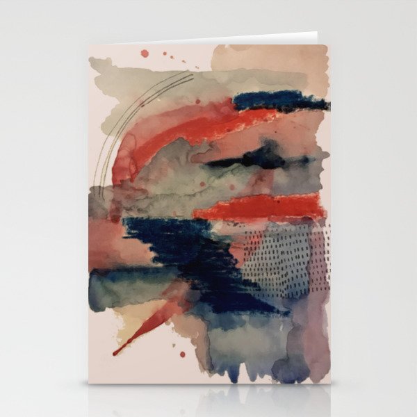 Independent: a red and blue abstract watercolor Stationery Cards