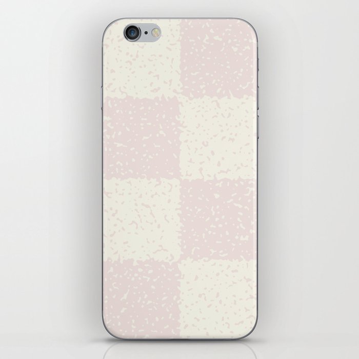 Pastel Pale Pink and Antique White Noisy Textured Checkered Chess iPhone Skin