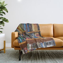 Bookshelf Books Library Bookworm Reading Pattern Throw Blanket