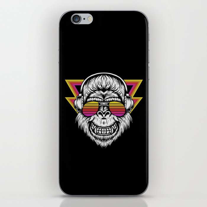 Angry Retro Gorilla Music Monkey Illustration iPhone Skin