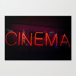Neon Cinema Sign Canvas Print