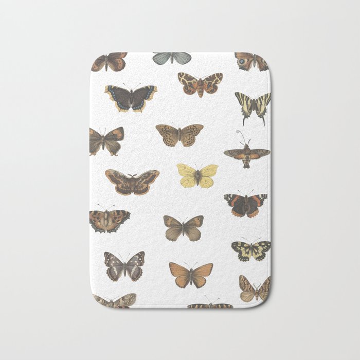 Butterfly Moth Pattern Bath Mat