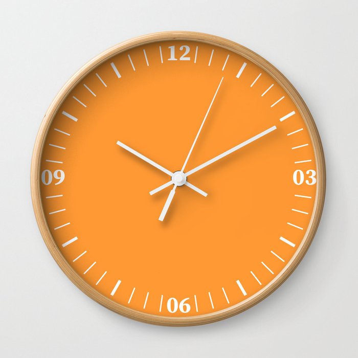 DEEP SAFFRON SOLID COLOR. Light Orange Plain Pattern  Wall Clock