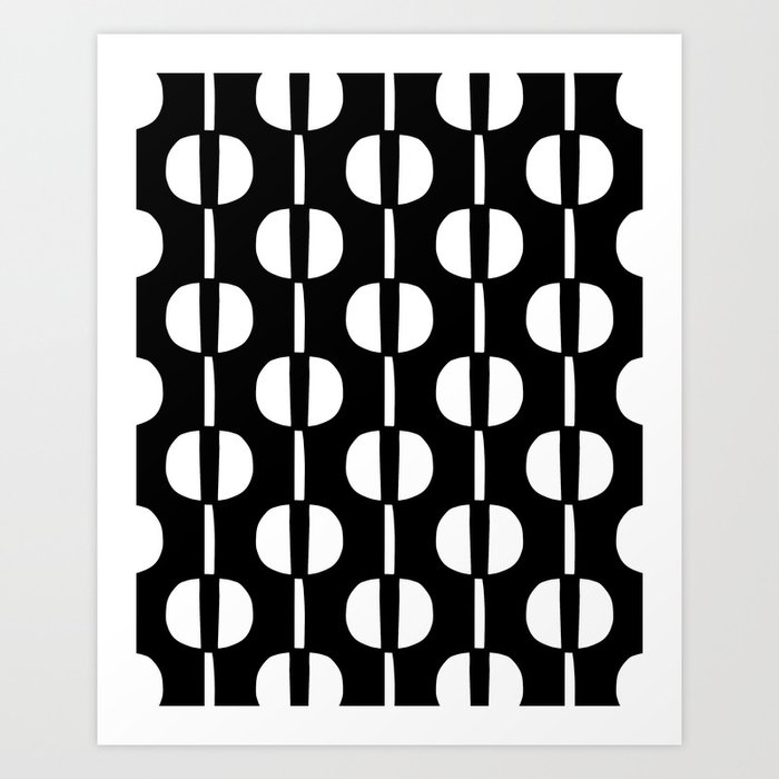Modern Geometric Art Pattern 422 Black and White Black and White Art Print
