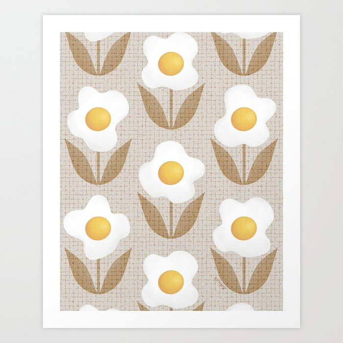 Fried Egg Daisy Flowers Art Print