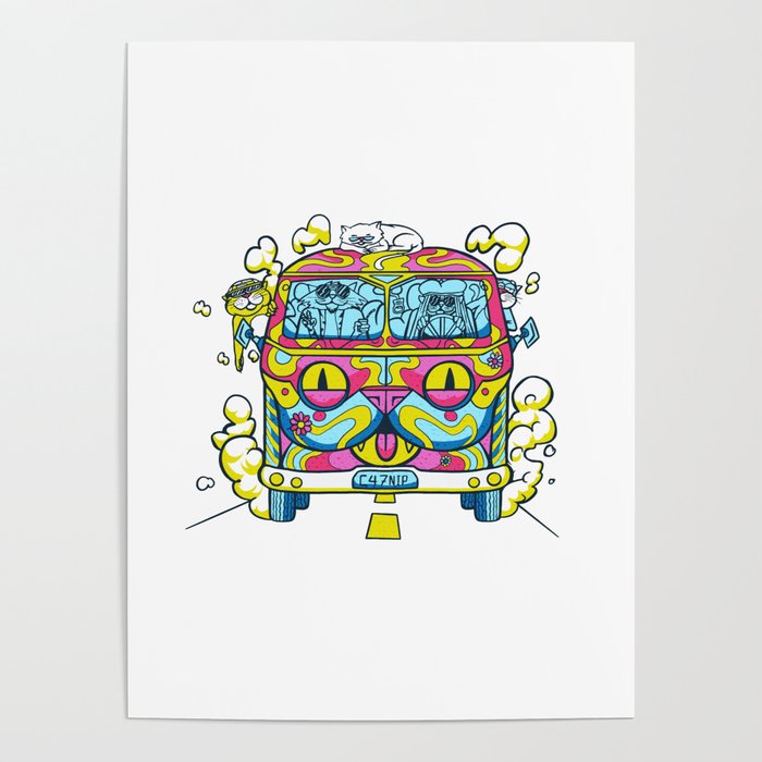 HIPPIE CAT VAN Poster