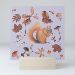 Squirrel, autumn Forest. Mini Art Print