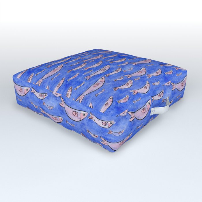 Blue fish Outdoor Floor Cushion