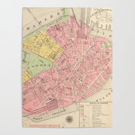 Vintage Map of Boston MA (1876) Poster