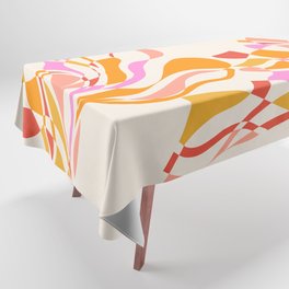 GROW YOUR OWN WAY with Liquid retro abstract pattern in Pink and Orange Tablecloth