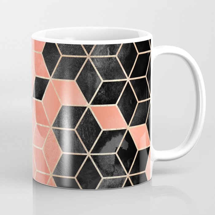 Black And Coral Cubes Coffee Mug