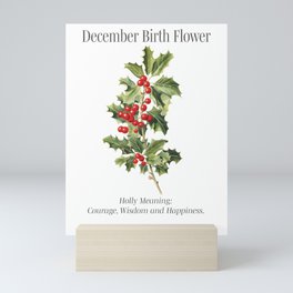 December birth month art print, Holly Mini Art Print