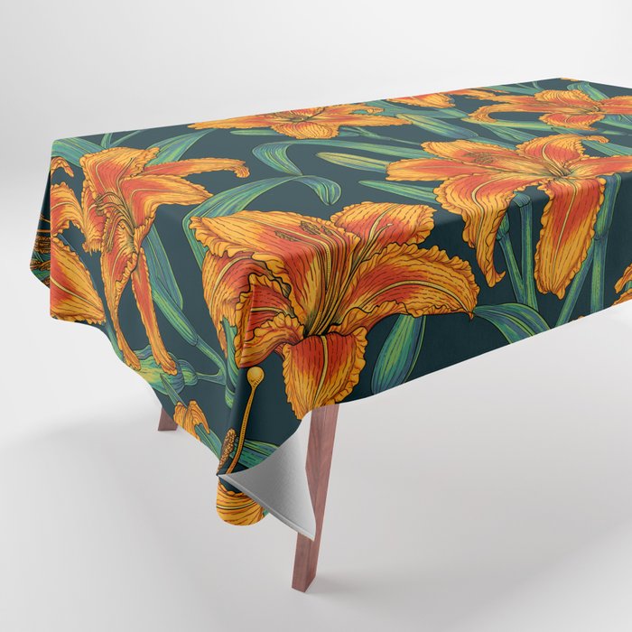 Orange lily flowers Tablecloth