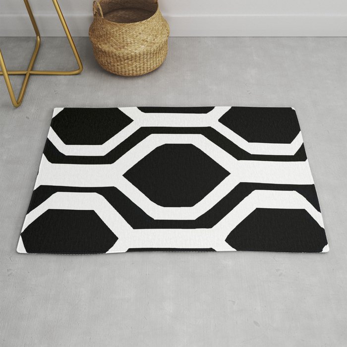 Black And White Geometric Rug By Saundramyles Society6