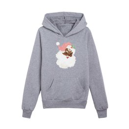 vintage old world black santa winking in blush pink Kids Pullover Hoodies