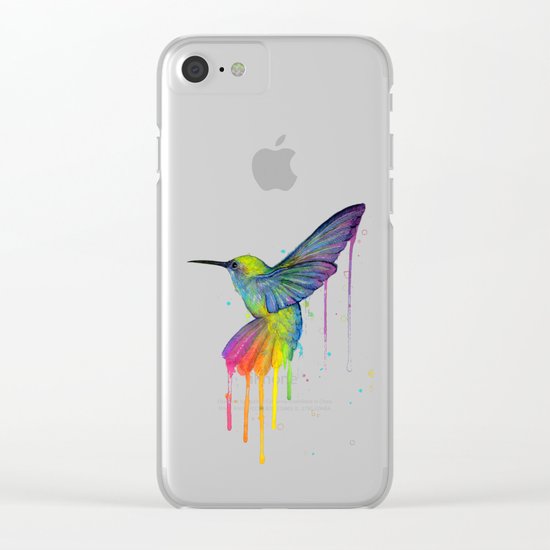 Hummingbird Rainbow Watercolor Clear iPhone Case