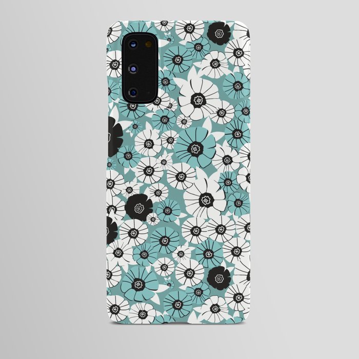 Bold Flowers - Aqua Black Android Case