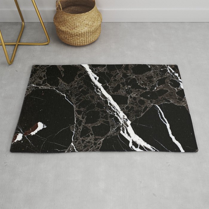 Abstract Black White Gray Modern Marble Rug By Pink Water Society6