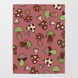Vintage mushrooms 8 Poster