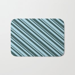 [ Thumbnail: Dark Slate Gray & Light Blue Colored Lines Pattern Bath Mat ]
