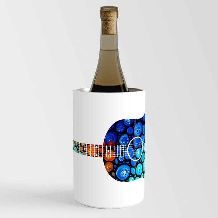 Colorful Mosaic Acoustic Guitar Art Music Wine Chiller