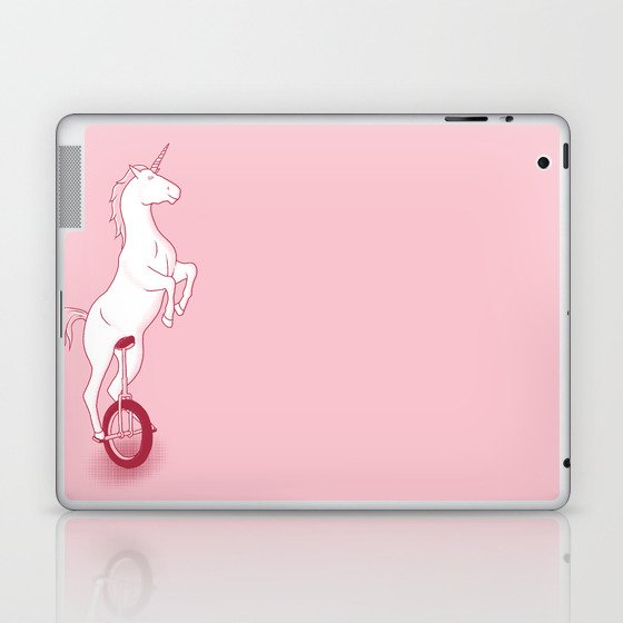 Unicorn on a unicycle - pink Laptop & iPad Skin