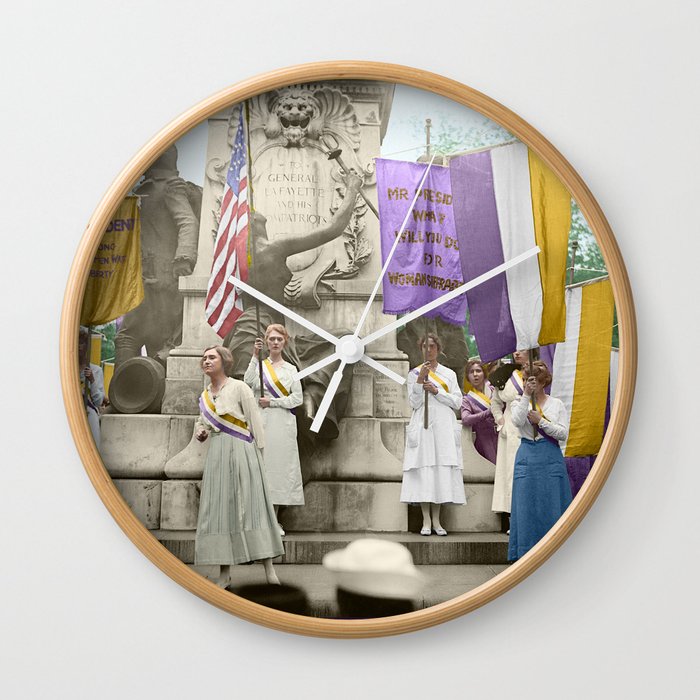 Lafayette We Are Here Suffragists Protest Across From The White House In 1918 Wall Clock By Postemily Society6