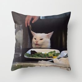 Cat Only Woman Yelling At Cat Meme Throw Pillow By Artcock