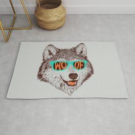 Woof Rug | Vintage, 80S, Woof, Wolf, Dog, Cool, Rad, Retro, Graphicdesign, Sunglasses 