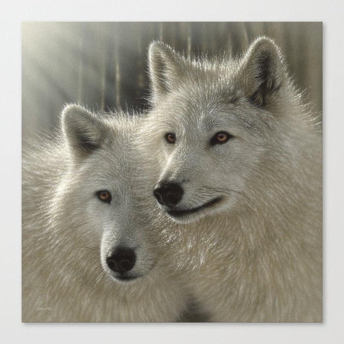 White Wolves - Sunlit Soulmates Canvas Print