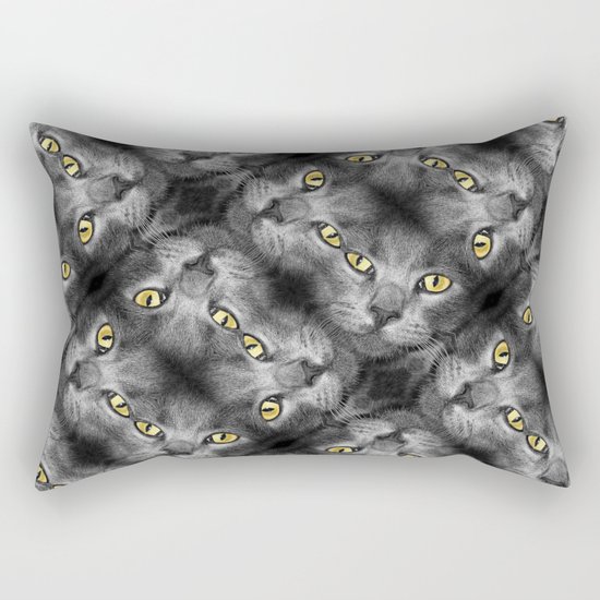 Silver Cat Rectangular Pillow