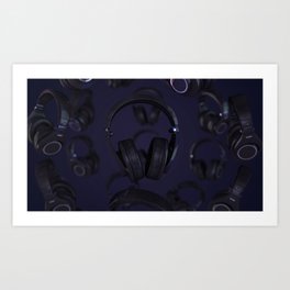 Rotating headphones. Art Print
