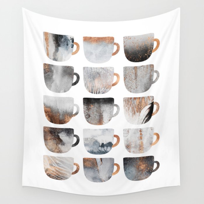 Dreamy Coffee Cups Wall Tapestry