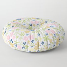 muted pastel pink yellow green eclectic daisy print ditsy florets Floor Pillow