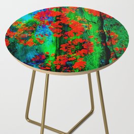 Bohemian Floral abstract batik fabric Side Table